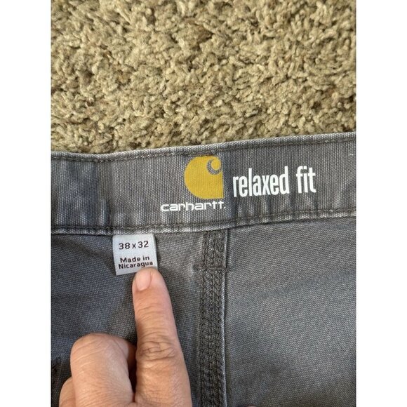 CARHARTT Gray Canvas Carpenter Pants Relaxed Fit Workwear Rugged 36x31 READ - Picture 5 of 9